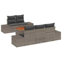 Tuinbankenset met opslag 6 pcs Grijs poly rattan - thumbnail