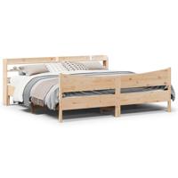 Bedframe met hoofdbord massief grenenhout 200x200 cm - thumbnail