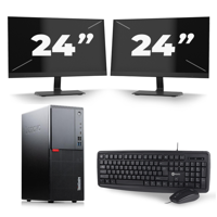 Lenovo ThinkCentre M720t Tower - Intel Core i5-8e Generatie - 16GB RAM - 256GB SSD - Windows 11 + 2x 24 inch Monitor - thumbnail