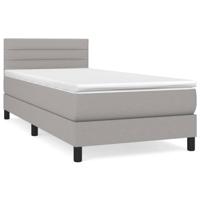 Boxspring met matras stof lichtgrijs 90x190 cm - thumbnail