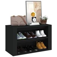 Schoenenrek 75x35x45 cm bewerkt hout zwart - thumbnail