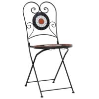 Bistrostoelen 2 st inklapbaar keramiek terracottakleurig en wit - thumbnail