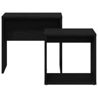 Salontafels 2 st bewerkt hout zwart eikenkleur - thumbnail