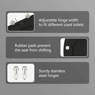 VidaXL Toiletzitting zwart 47 x 37,5 x 3,8 cm duroplast