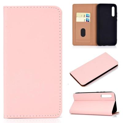 Voor Galaxy A50 effen kleur magnetische horizontale Flip lederen draagtas met kaartsleuf & houder (roze) Voor Galaxy A50 effen kleur magnetische horizontale Flip lederen draagtas met kaartsleuf & houder (roze)