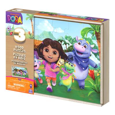 Dora 3in1 Houten Puzzel 3x24 Stukjes