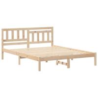 Bedframe met hoofdeinde Bruin 150 x 200 cm Massief grenenhout - thumbnail