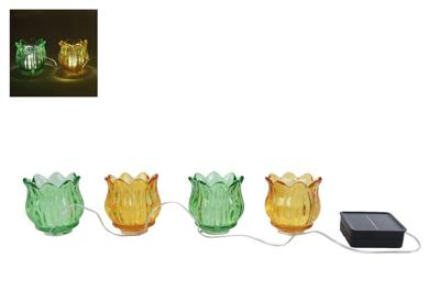 Lichtsnoer LED Tulp 4x solar groen/geel glas