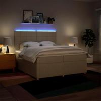 Boxspring met matras stof crèmekleurig 200x200 cm - thumbnail