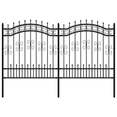 Tuinhek met spijlpunten 165 cm gepoedercoat staal zwart