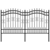 Tuinhek met spijlpunten 165 cm gepoedercoat staal zwart - thumbnail