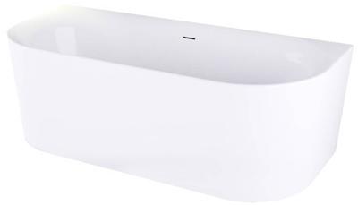 Ben Vico half vrijstaand bad 2-persoons back-to-wall 180x80cm glans wit acryl incl. afvoer met overloop wit