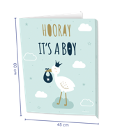 Raambord &apos;Hooray Baby Boy&apos; (60x45cm) - thumbnail
