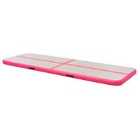 VidaXL Gymnastiekmat met pomp opblaasbaar 400x100x10 cm pvc roze - thumbnail