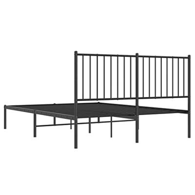 Bedframe met hoofdbord metaal zwart 135x190 cm