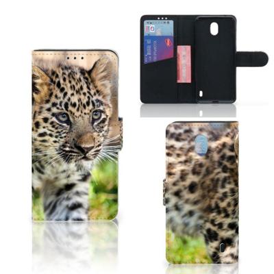 Nokia 1 Plus | Telefoonhoesje | Met pasjeshouder | Baby Luipaard