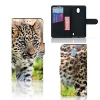 Nokia 1 Plus | Telefoonhoesje | Met pasjeshouder | Baby Luipaard - thumbnail
