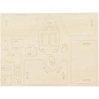 Creativ Company 3d houten constructie set, huis met balkon, afm 15,8x17,5x19,5, 1 stuk - thumbnail