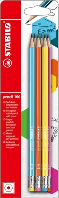 Potlood stabilo 160 hb met gumtop 6st assorti