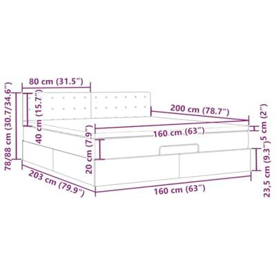 Ottoman bed met matras en LED's 160x200cm stof donkergrijs