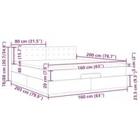 Ottoman bed met matras en LED's 160x200cm stof donkergrijs - thumbnail