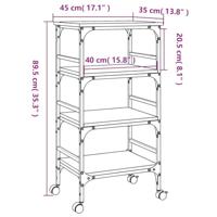 Keukentrolley 45x35x89,5 cm bewerkt hout bruin eikenkleurig - thumbnail
