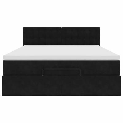 Ottoman bed met matras en LED's 140x190cm fluweel zwart - thumbnail