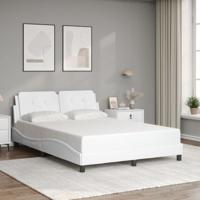 Bedframe met hoofdbord kunstleer wit 140x200 cm - thumbnail