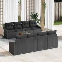 Tuinbankenset met opslag 9 pcs Zwart poly rattan - thumbnail