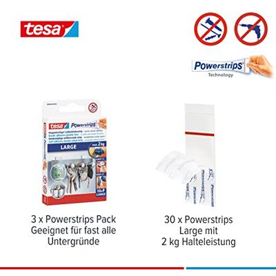 tesa POWERSTRIPS® Large Dubbelzijdig plakband Wit Inhoud: 30 stuk(s) tesa POWERSTRIPS® Large Dubbelzijdig plakband Wit Inhoud: 30 stuk(s)