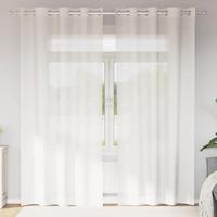 Gordijnen voile met doorvoertules 2 st wit - thumbnail