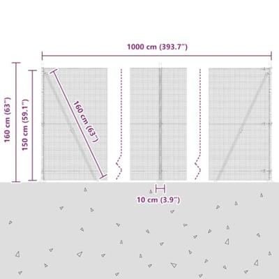 VidaXL Afrasteringspaal groen 10 x 1,5 m (12 x 12 mm gaas) staal