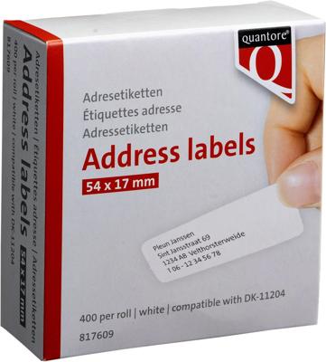 Labeletiket quantore dk-11204 17mmx54mm wt 400st | 10 stuks Labeletiket quantore dk-11204 17mmx54mm wt 400st | 10 stuks
