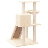 Kattenmeubel met sisal krabpalen 82 cm crmekleurig - thumbnail
