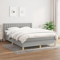 Boxspring met matras stof lichtgrijs 140x200 cm - thumbnail