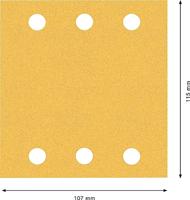 Bosch Accessories 2608901657 Schuurpapier voor vlakschuurmachine Korrelgrootte (num) 120 (l x b) 107 mm x 115 mm 50 stuk(s) - thumbnail