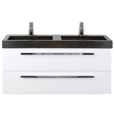 Seville Badmeubelset 120 cm - 2 Laden Wit Hoogglans - Wastafel Lucca Dubbel