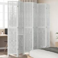 Kamerscherm met 6 panelen massief paulowniahout wit - thumbnail