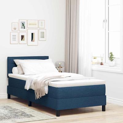 Boxspring bed met matras met hoofdeinde Blauw 90 x 190 cm Stof