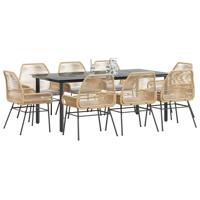 9-delige Tuinset met kussens poly rattan glas bruin - thumbnail