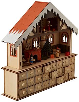 Small Foot - houten adventskalender woonkamer met lichtjes
