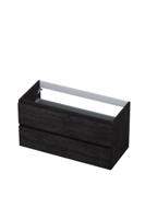 Onderkast INK 2 laden greeploos met houten keerlijst 100 cm x 45 cm x 52 cm Houtskool eiken 1257148 - thumbnail