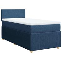 Boxspring met matras stof blauw 90x190 cm - thumbnail