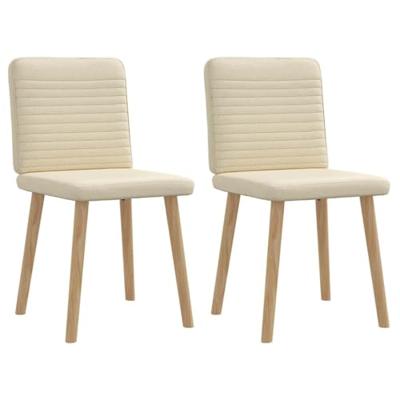 Eetkamerstoelen 2 st stof crmekleurig