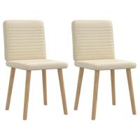 Eetkamerstoelen 2 st stof crmekleurig - thumbnail