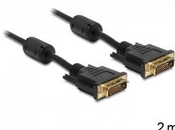 Delock 83190 DVI-kabel DVI Aansluitkabel DVI-D 24+1-polige bus, DVI-D 24+1-polige stekker 2 m Zwart Afgeschermd (dubbel), Vergulde steekcontacten