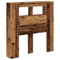 Hoofdeinde met LED 100x18,5x103,5 cm bewerkt hout oud hout - thumbnail