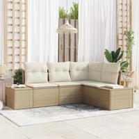 Tuinbankenset met opslag 4 pcs Beige en Crème poly rattan - thumbnail