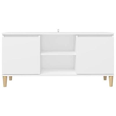 Tv-meubel met massief houten poten 103,5x35x50 cm wit