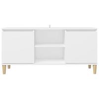 Tv-meubel met massief houten poten 103,5x35x50 cm wit - thumbnail